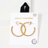 91029, 35MM TEXTURED ROUND HOOP HYPOALLERGENIC EARRING/STERLING SILVER POST