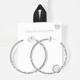 91030, 55MM TEXTURED ROUND HOOP HYPOALLERGENIC EARRING/STERLING SILVER POST