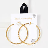 91030, 55MM TEXTURED ROUND HOOP HYPOALLERGENIC EARRING/STERLING SILVER POST