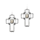 91038, WESTERN CUT OUT CROSS WITH TURQUOISE STONE EARRING, RELIGIOUS