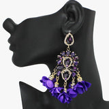 91051, RHINESTONE WITH FLOWER PETAL DANGLE EARRING