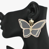 91052, FABRIC BUTTERFLY DANGLE EARRING, GARDEN