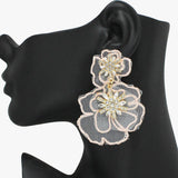 91053, FABRIC FLOWER WITH RHINESTONE DANGLE EARRING