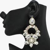 91055, TEARDROP ACCENT RHINESTONE EVENING EARRING, WEDDING, BRIDAL, PROM