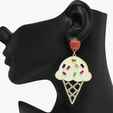 ICE Cream Cone Epoxy with Rhinestone Dangle Earring