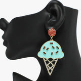ICE Cream Cone Epoxy with Rhinestone Dangle Earring - view 2