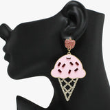 ICE Cream Cone Epoxy with Rhinestone Dangle Earring - view 3