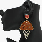 ICE Cream Cone Epoxy with Rhinestone Dangle Earring - view 4