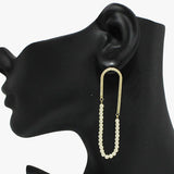 91060, DAINTY PEARL ACCENT LONG DANGLE EARRING