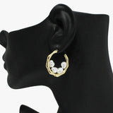 91064, FRESHWATER PEARL BAMBOO HOOP EARRING