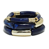 91077, ACRYLIC TUBE MULTI LAYERED STRETCH BRACELET