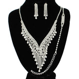 91085, RHINESTONE CRYSTAL NECKLACE & BRACELET SET, WEDDING, BRIDAL, PROM