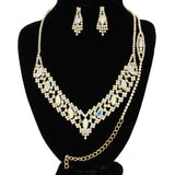 91087, RHINESTONE CRYSTAL NECKLACE & BRACELET SET, WEDDING, BRIDAL, PROM