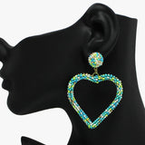 91096, OPEN CUT HEART SEED BEADED EARRING, VALENTINE'S DAY