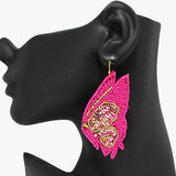 91099, BUTTERFLY SEED BEADED DANGLE EARRING, GARDEN