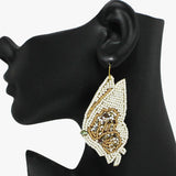 91099, BUTTERFLY SEED BEADED DANGLE EARRING, GARDEN