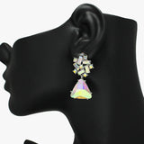 91102, TRIANGLE RHINESTONE EVENING EARRING, WEDDING, BRIDAL, PROM