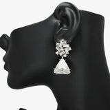 91102, TRIANGLE RHINESTONE EVENING EARRING, WEDDING, BRIDAL, PROM