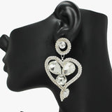 91103, HEART RHINESTONE EVENING EARRING, VALENTINE'S DAY