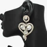 91103, HEART RHINESTONE EVENING EARRING, VALENTINE'S DAY