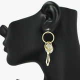 Geometric Hammered Metal Charm Dangle Earring
