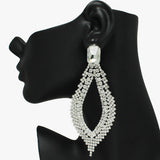 91110, OVERSIZED RHINESTONE CRYSTAL EVENING EARRING, WEDDING, BRIDAL, PROM