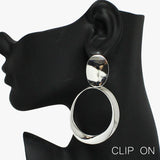 91119, OVAL ROUND METAL CLIP ON EARRING