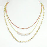 91133, RESIN ACCENT DAINTY TRIPLE LAYERED NECKLACE