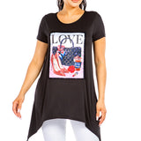 91149, 'LOVE" BLING HIGH HEELS & HANDBAG CRYSTAL EMBELLISHED T-SHIRT TOP
