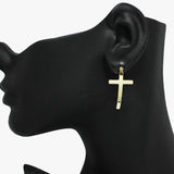 91161, CROSS CURVED METAL POST EARRING, RELIGIOUS