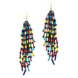 91179, TASSEL BEADED DANGLE DROP EARRING