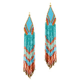 91181, FRINGED TASSEL SEED BEADED EARRING