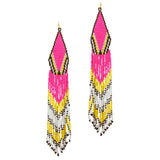 91181, FRINGED TASSEL SEED BEADED EARRING