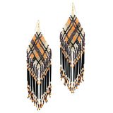 91182, FRINGED TASSEL SEED BEADED EARRING