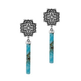 Western Cross with Stone Accent Dangle Earring