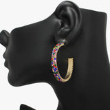 91202, RHINESTONE CRYSTAL ROUND HOOP EARRING