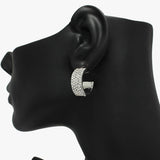 91203, RHINESTONE CRYSTAL ROUND WIDE HOOP EARRING