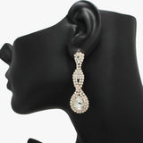 91204, TEARDROP ACCENT RHINESTONE CRYSTAL EARRING, WEDDING, BRIDAL, PROM