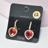 91207, HEART CUBIC ZIRCONIA HUGGIE EARRING, VALENTINE'S DAY
