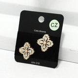91208, CLOVER CUBIC ZIRCONIA STUD EARRING