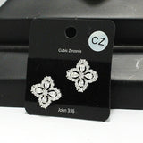 91208, CLOVER CUBIC ZIRCONIA STUD EARRING