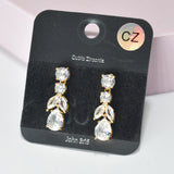 91210, CUBIC ZIRCONIA POST DROP EARRING