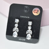 91210, CUBIC ZIRCONIA POST DROP EARRING