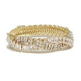 91220, BAGUETTE CUBIC ZIRCONIA WITH PAVE RHINESTONE WRAP BRACELET, WEDDING, BRIDAL, PROM