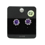 91221, ROUND CUBIC ZIRCONIA STUD EARRING