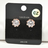 91221, ROUND CUBIC ZIRCONIA STUD EARRING