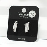 91252, BAGUETTE BAR CUBIC ZIRCONIA STUD EARRING