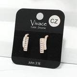 91252, BAGUETTE BAR CUBIC ZIRCONIA STUD EARRING