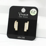 91252, BAGUETTE BAR CUBIC ZIRCONIA STUD EARRING