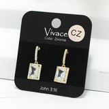 91253, RECTANGLE CUBIC ZIRCONIA EARRING